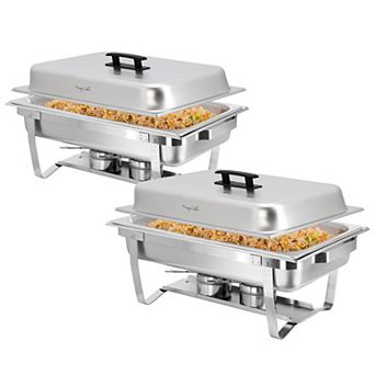 9.5-qt Foldable Stainless Steel Chafing Dish/Food Warmer/Buffet Server Serving Trays, Set of 2