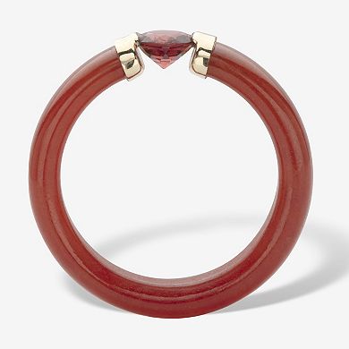 PalmBeach Jewelry .60 Cttw. Genuine Red Jade and Round Cut Red Garnet 10k Solid Gold Ring