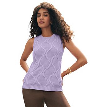 Jessica London Women's Plus Size Sleeveless Cable Shell