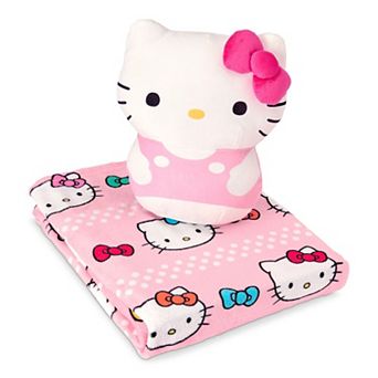 Hello Kitty Bowtastic Hello Silk Touch Throw Blanket, 50×60 in and 11 inch Plush Set