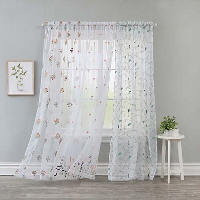 BrylaneHome Allover Embroidered Voile Panel