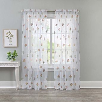 BrylaneHome Allover Embroidered Voile Panel