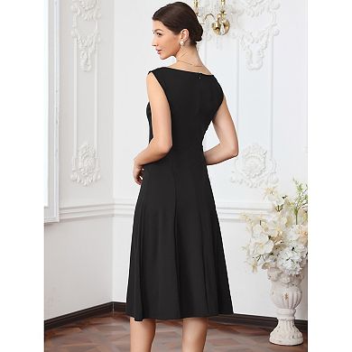 A-line Midi Dress for Women's Sleeveless Work Office Dress