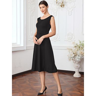 A-line Midi Dress for Women's Sleeveless Work Office Dress