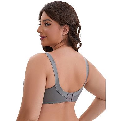 Women's V-Neck Full Cup Wireless Adjustable Straps Bralette Lace Back Double Breasted Everyday Bras