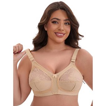 Women's V-Neck Full Cup Wireless Adjustable Straps Bralette Lace Back Double Breasted Everyday Bras