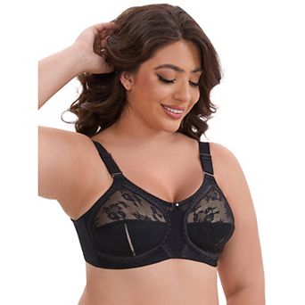 Women's V-Neck Full Cup Wireless Adjustable Straps Bralette Lace Back Double Breasted Everyday Bras