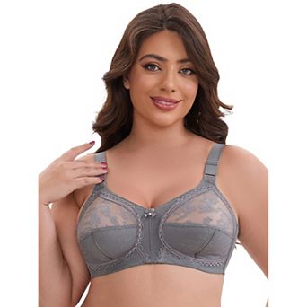 Women's V-Neck Full Cup Wireless Adjustable Straps Bralette Lace Back Double Breasted Everyday Bras