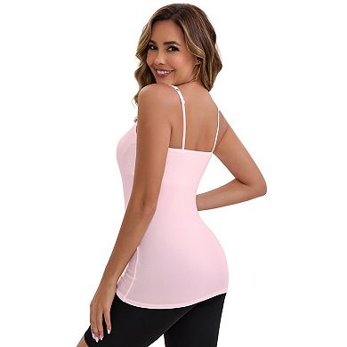 Women's Modal Adjustable Spaghetti Straps Tank Top Wireless Cup Slimming U Back Undershirts 3 Packs