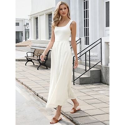 boho midi dress sleeveless Elegant Smocked Bodice Contrasting Chic Sleeveless Summer Boho Midi Dress Black / S