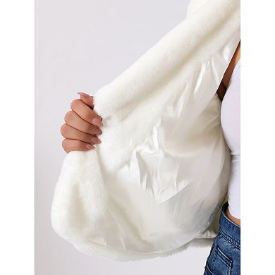 Women's Plus Size Jacket Cropped Lapel Shrug Long Sleeve Faux Fur Fluffy Coat