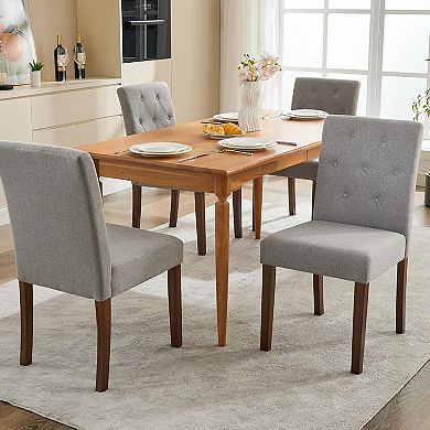 Parson Dining Chairs Set of 2, Fabric Upholstered with Sturdy Wood Legs