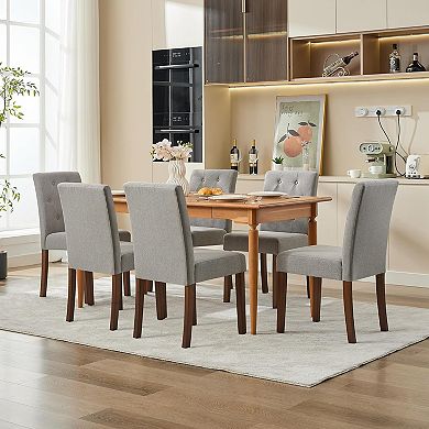 Parson Dining Chairs Set of 2, Fabric Upholstered with Sturdy Wood Legs