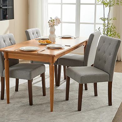 Parson Dining Chairs Set of 2, Fabric Upholstered with Sturdy Wood Legs