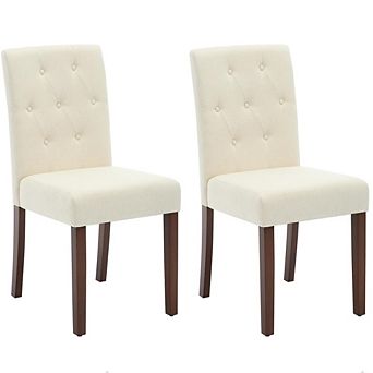Parson Dining Chairs Set of 2, Fabric Upholstered with Sturdy Wood Legs