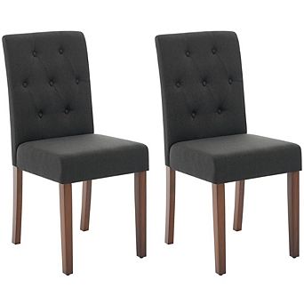 Parson Dining Chairs Set of 2, Fabric Upholstered with Sturdy Wood Legs