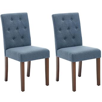 Parson Dining Chairs Set of 2, Fabric Upholstered with Sturdy Wood Legs