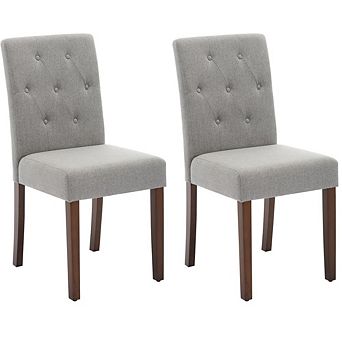 Parson Dining Chairs Set of 2, Fabric Upholstered with Sturdy Wood Legs