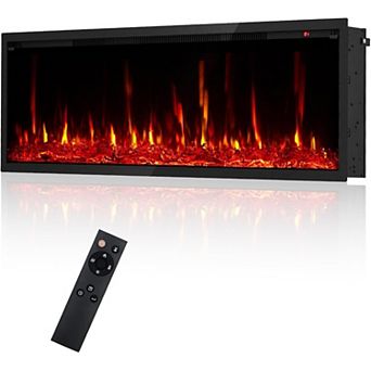 42 in Electric Fireplace Wall Mounted Recessed Remote 5000 BTU Ultra-Slim Black