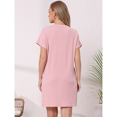 Striped t Shirt Dresses for Women's Summer Crew Neck Short Sleeve Casual  Shift Mini Dress