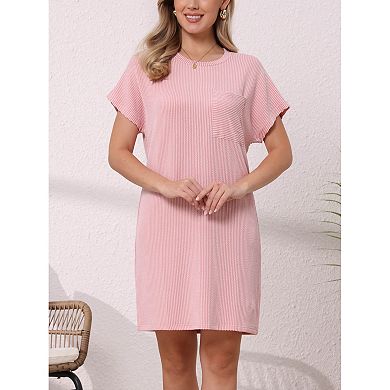 Striped t Shirt Dresses for Women's Summer Crew Neck Short Sleeve ...