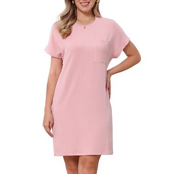 Striped t Shirt Dresses for Women's Summer Crew Neck Short Sleeve Casual Shift Mini Dress