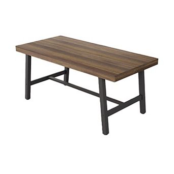4-6 Person Industrial Dining Table, 62.99" Long Wood & Metal Rectangular Table for Kitchen