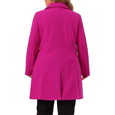 Women's Plus Size Contrast Collar Single Breasted Long Coat