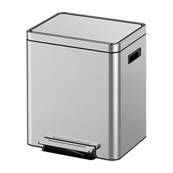 Garvee Double Trash Can with Recycling Bin Stainless Steel Rectangular Soft Close Metal Lid