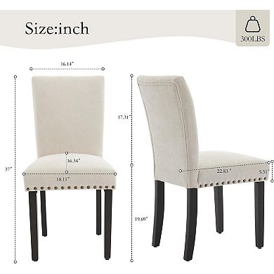 Dining Chairs Set of 2, Fabric Upholstered with Padded Seat, Accent Chairs