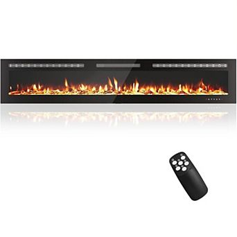 23 in Infrared Electric Fireplace Log Set Insert Quartz Heater Remote 1500W Black