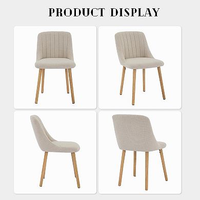 Dining Chairs Set of 2 with Ergonomic Back, 300LB Capacity & Sturdy Oak Legs