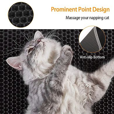 EVA Cat Litter Mat Double Layer Honeycomb Design, Urine-Proof Scatter Trap Rug for Kitty Box