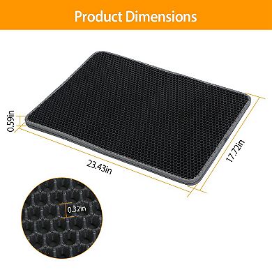 EVA Cat Litter Mat Double Layer Honeycomb Design, Urine-Proof Scatter Trap Rug for Kitty Box