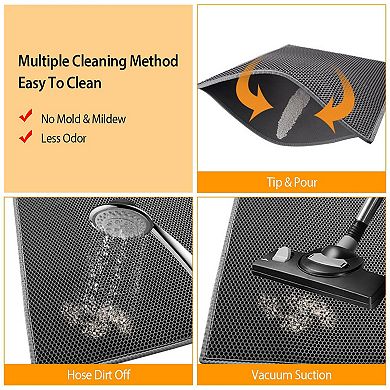 EVA Cat Litter Mat Double Layer Honeycomb Design, Urine-Proof Scatter Trap Rug for Kitty Box