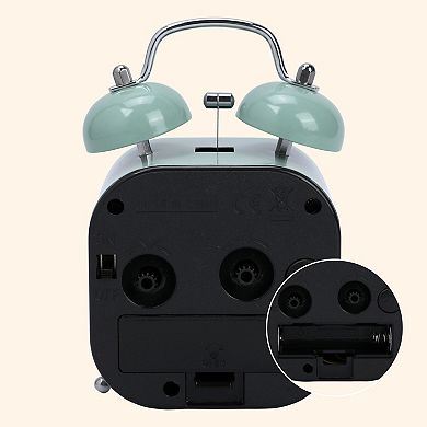 Square Mechanical Alarm Clock, Traditional Dual Bell Design, Loud Alarm, Meatl Casing 3.3"x2.2"x4.6"
