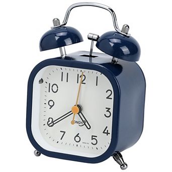 Square Mechanical Alarm Clock, Traditional Dual Bell Design, Loud Alarm, Meatl Casing 3.3"x2.2"x4.6"