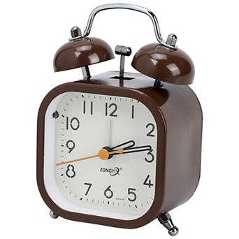 Square Mechanical Alarm Clock, Traditional Dual Bell Design, Loud Alarm, Meatl Casing 3.3"x2.2"x4.6"
