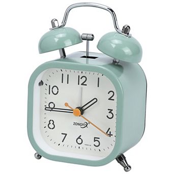 Square Mechanical Alarm Clock, Traditional Dual Bell Design, Loud Alarm, Meatl Casing 3.3"x2.2"x4.6"