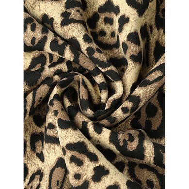 Leopard Print Dress for Womens Notch Neck Short Sleeve Ruffle Hem Tunic Dresses