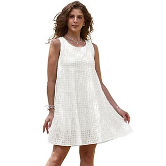 Gingham Dress for Women Sundress Sleeveless Plaid Flowy Swing Tiered Short Dresses