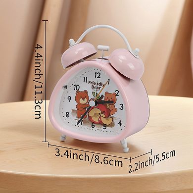 Triangle Shape Mechanical Alarm Clock, Loud Alarms, Cute Animals Pattern for Teens 3.4"x2.2"x4.4"