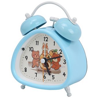 Triangle Shape Mechanical Alarm Clock, Loud Alarms, Cute Animals Pattern for Teens 3.4"x2.2"x4.4"