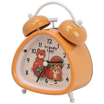 Triangle Shape Mechanical Alarm Clock, Loud Alarms, Cute Animals Pattern for Teens 3.4"x2.2"x4.4"