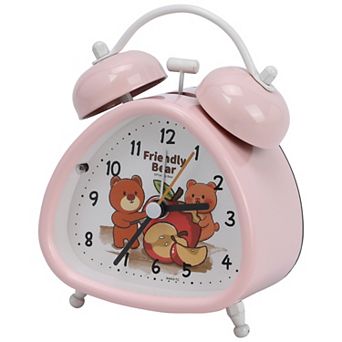 Triangle Shape Mechanical Alarm Clock, Loud Alarms, Cute Animals Pattern for Teens 3.4"x2.2"x4.4"