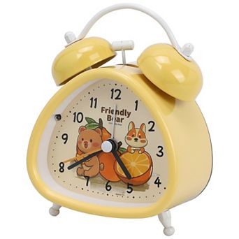 Triangle Shape Mechanical Alarm Clock, Loud Alarms, Cute Animals Pattern for Teens 3.4"x2.2"x4.4"