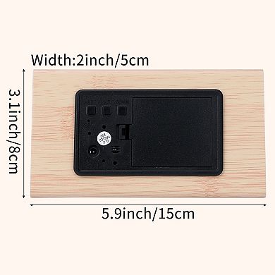Triangular Electric Alarm Clock, Voice Function, Battery Backup, Wood Grain Design 5.9"x3.1"x3.1"