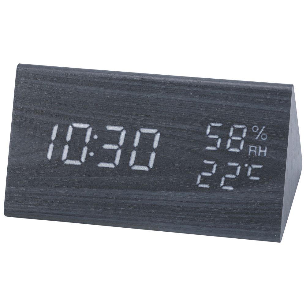 Triangular Electric Alarm Clock, Voice Function, Battery Backup, Wood ...