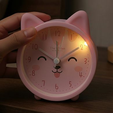 Mechanical Alarm Clock, Cute Kitten Design, Analog Dial, Durable Casing, Fits Bedroom 3.3"x1.7"x3.8"