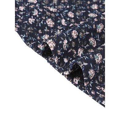 Midi Floral Dress for Women's Casual Sleeveless Button Decor Square Neck Dresses